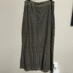 Chico’s Moss Green Pull On Crocheted Skirt Chico's sz 2,  Women’s Sz 12